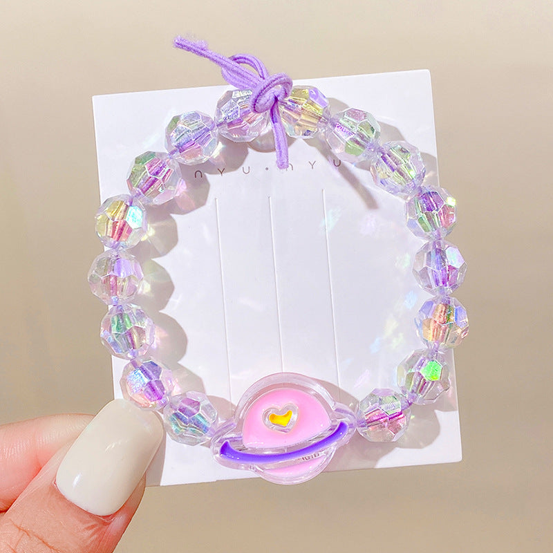 Pulsera de lazo de pelo al por mayor pulsera de cuentas de plástico de dibujos animados de doble propósito